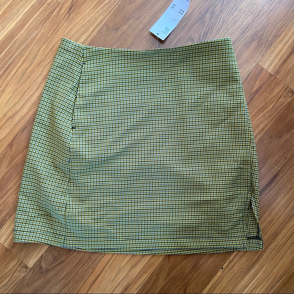 UO Yellow Plaid Mini Skirt